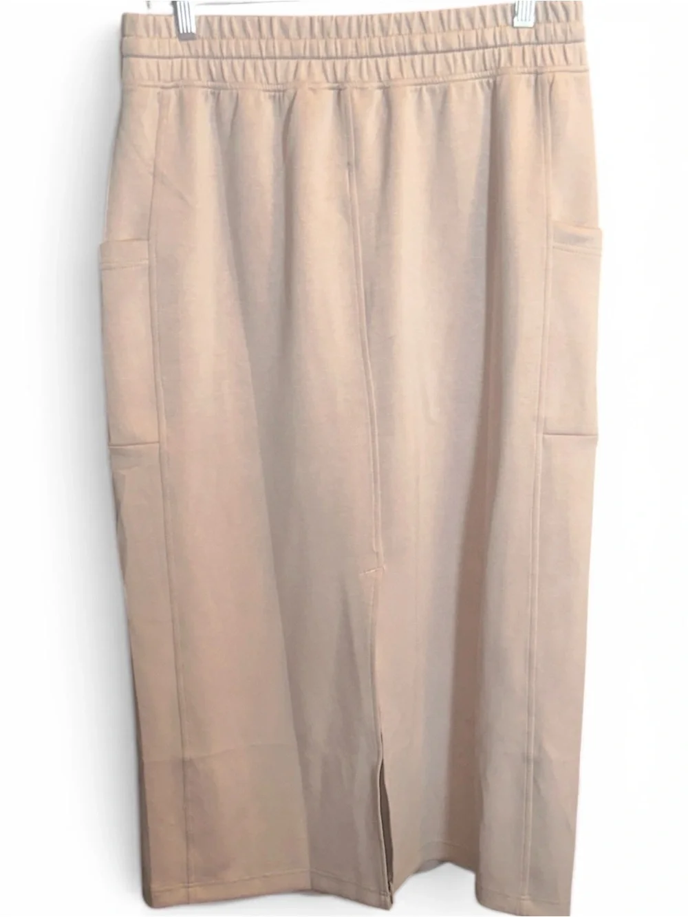 Rae Mode Lg Elegant Tan Midi Skirt with Pockets